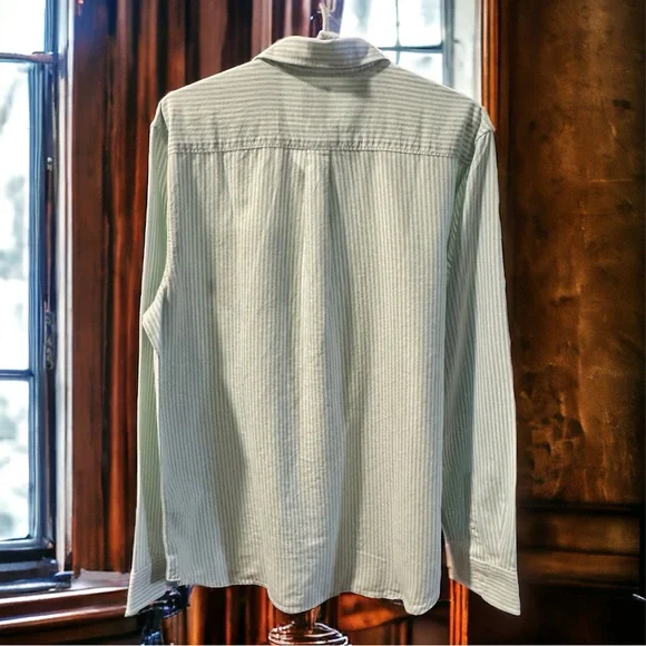 Vans Off the Wall Long Sleeve Green and White Stripped Shirt - Picture 2 of 7